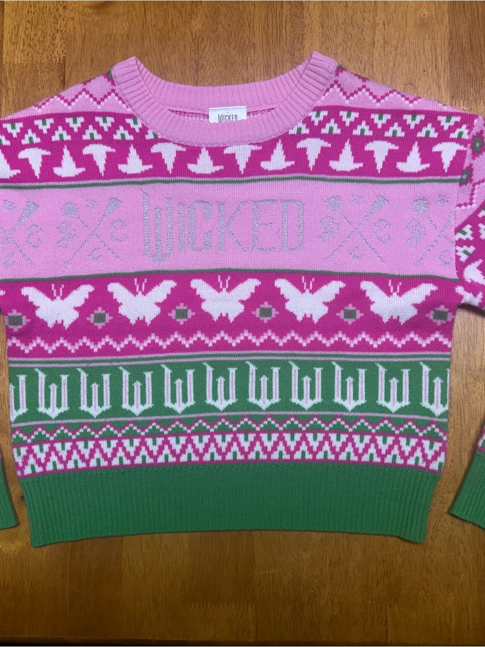 Wicked Pink & Green Knit Sweater - Girl's Crewneck